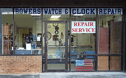 The front of Bowers Watch & Clock Repair in Atlanta, Ga.