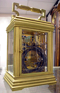 The back of a carriage clock.